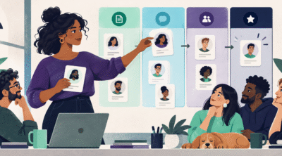 Small team managing candidates through a visual hiring pipeline without an ATS