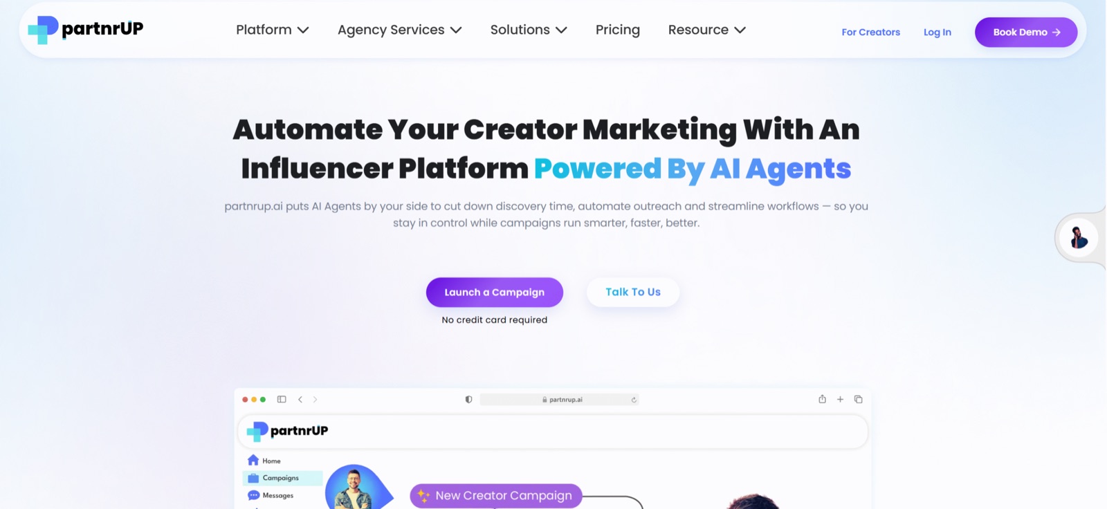 PartnrUP AI creator marketing platform and campaign workspace