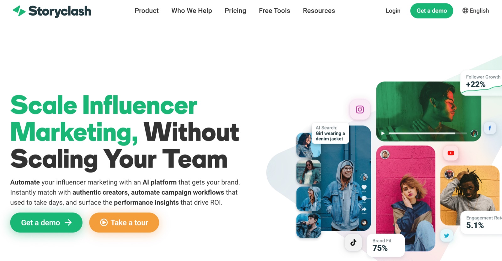 StoryClash influencer analytics platform with creator discovery and campaign metrics